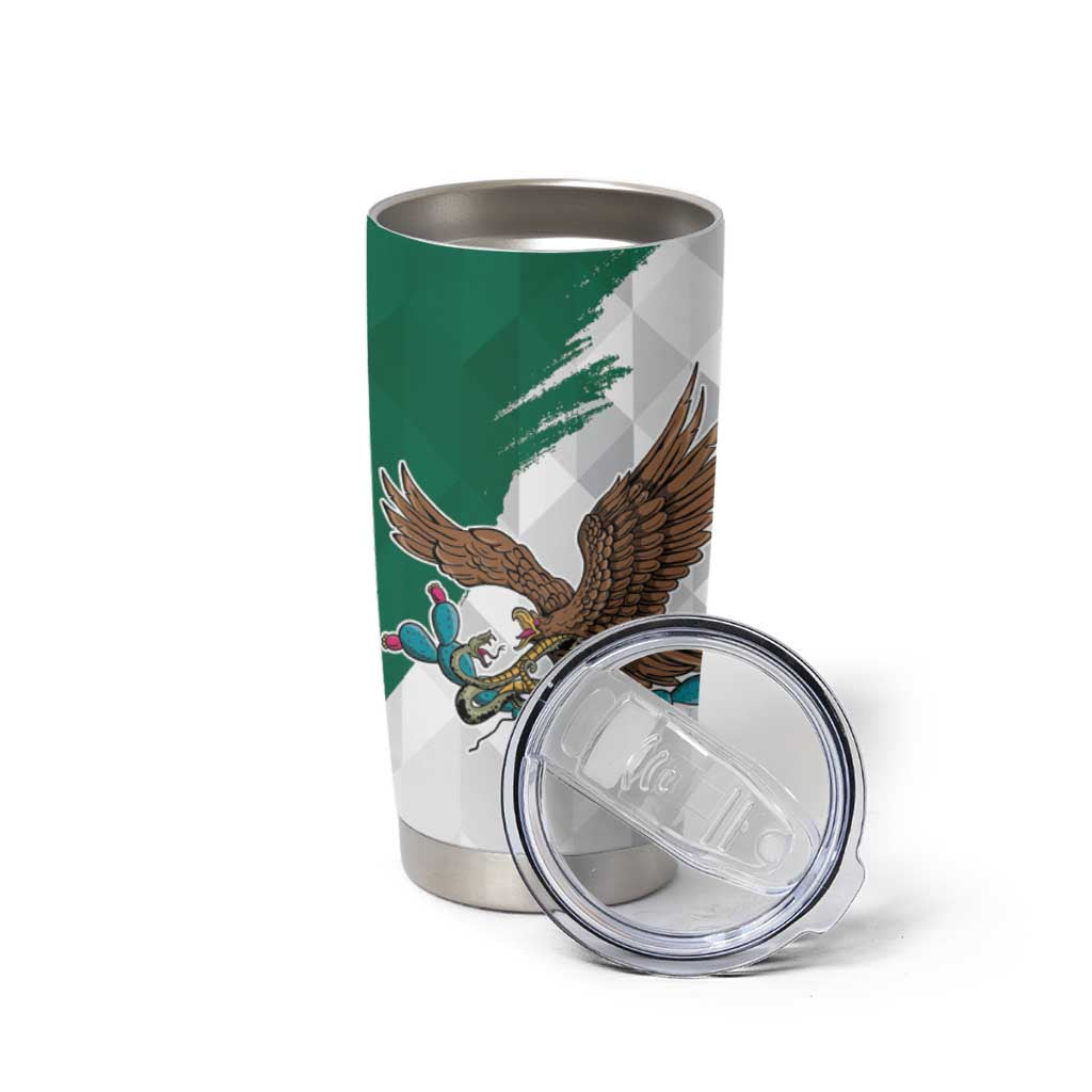 Eagle Devouring Snake Mexican Emblem Personalized Tumbler Cup Grunge Flag Style