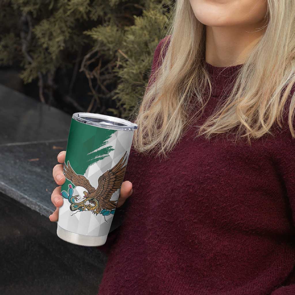 Eagle Devouring Snake Mexican Emblem Personalized Tumbler Cup Grunge Flag Style