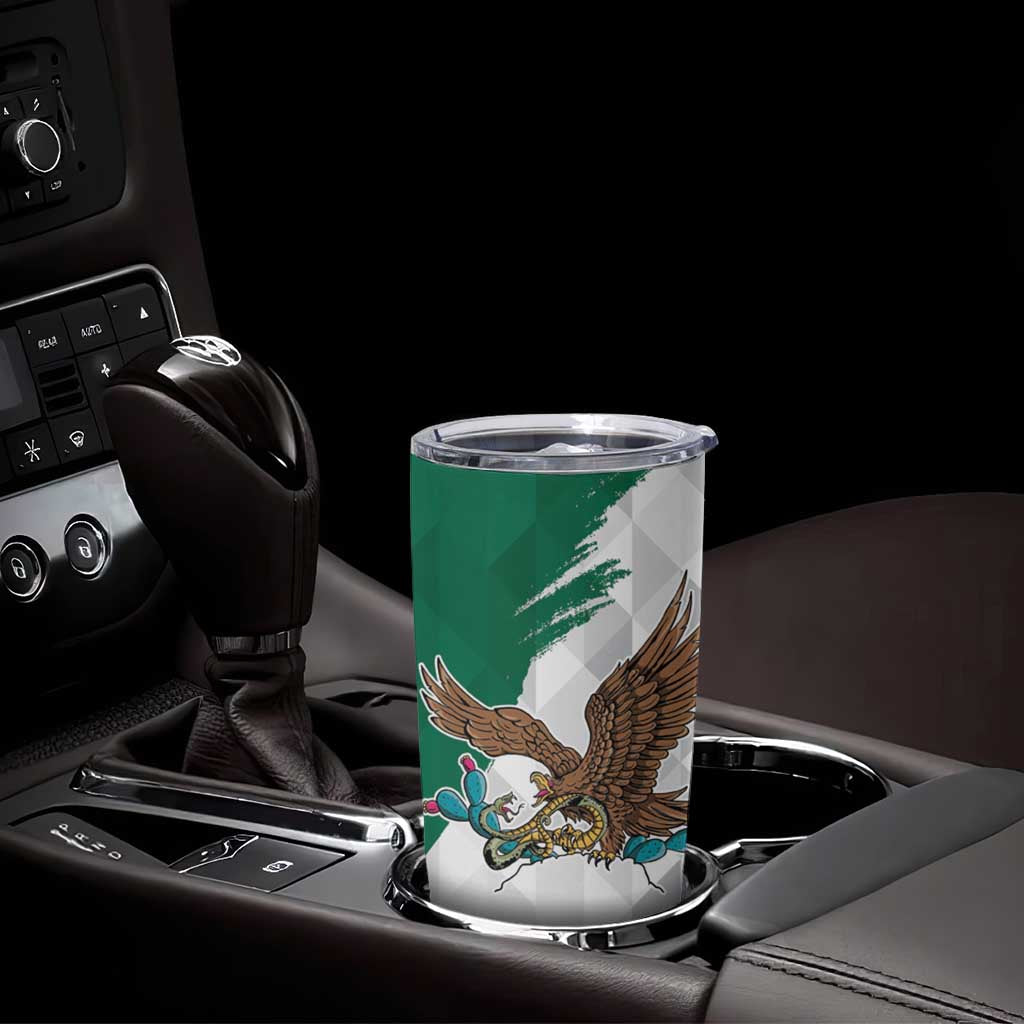 Eagle Devouring Snake Mexican Emblem Personalized Tumbler Cup Grunge Flag Style