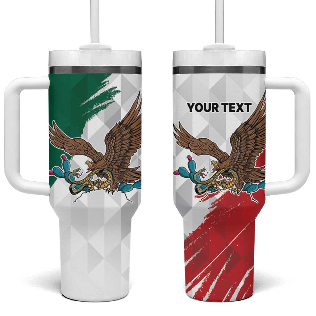 Eagle Devouring Snake Mexican Emblem Personalized Tumbler With Handle Grunge Flag Style