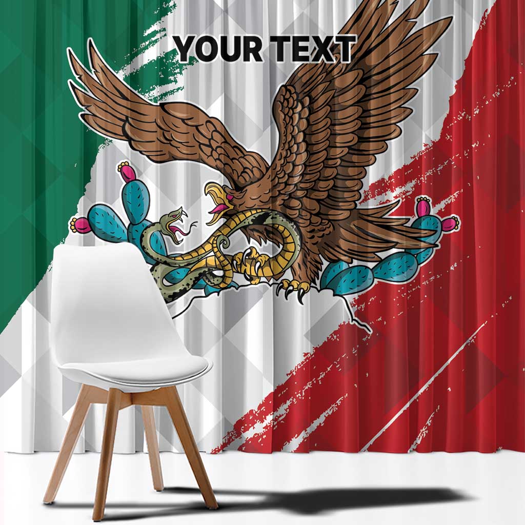 Eagle Devouring Snake Mexican Emblem Personalized Window Curtain Grunge Flag Style