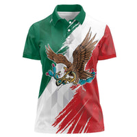 Eagle Devouring Snake Mexican Emblem Personalized Women Polo Shirt Grunge Flag Style
