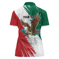Eagle Devouring Snake Mexican Emblem Personalized Women Polo Shirt Grunge Flag Style