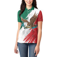 Eagle Devouring Snake Mexican Emblem Personalized Women Polo Shirt Grunge Flag Style