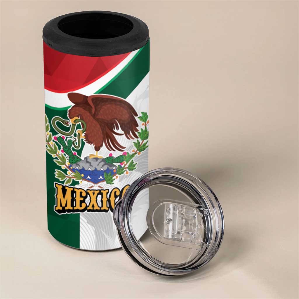 Eagle Devouring Snake Mexican Emblem Personalized 4 in 1 Can Cooler Tumbler Sporty Style