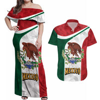Eagle Devouring Snake Mexican Emblem Personalized Couples Matching Off Shoulder Maxi Dress and Hawaiian Shirt Sporty Style