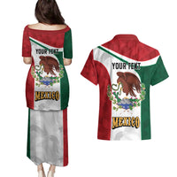 Eagle Devouring Snake Mexican Emblem Personalized Couples Matching Puletasi and Hawaiian Shirt Sporty Style
