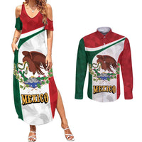 Eagle Devouring Snake Mexican Emblem Personalized Couples Matching Summer Maxi Dress and Long Sleeve Button Shirt Sporty Style