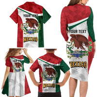 Eagle Devouring Snake Mexican Emblem Personalized Family Matching Long Sleeve Bodycon Dress and Hawaiian Shirt Sporty Style