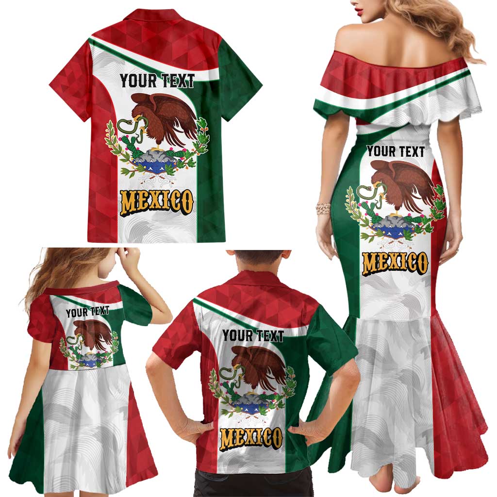 Eagle Devouring Snake Mexican Emblem Personalized Family Matching Mermaid Dress and Hawaiian Shirt Sporty Style