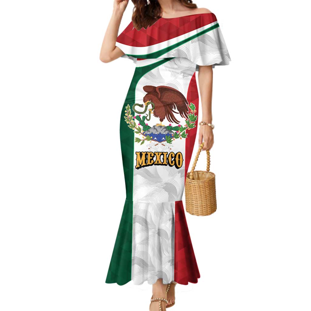 Eagle Devouring Snake Mexican Emblem Personalized Family Matching Mermaid Dress and Hawaiian Shirt Sporty Style