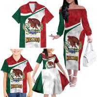 Eagle Devouring Snake Mexican Emblem Personalized Family Matching Off The Shoulder Long Sleeve Dress and Hawaiian Shirt Sporty Style
