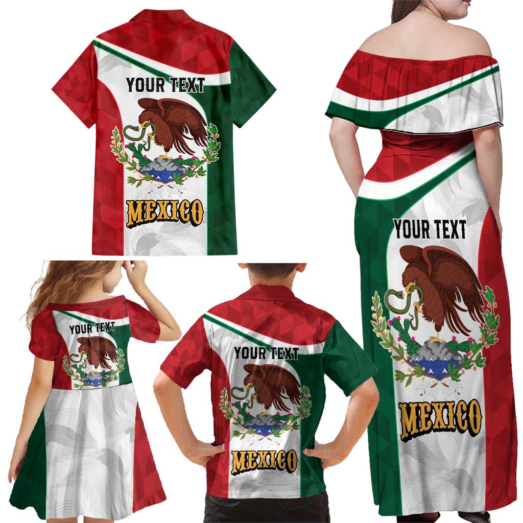 Eagle Devouring Snake Mexican Emblem Personalized Family Matching Off Shoulder Maxi Dress and Hawaiian Shirt Sporty Style