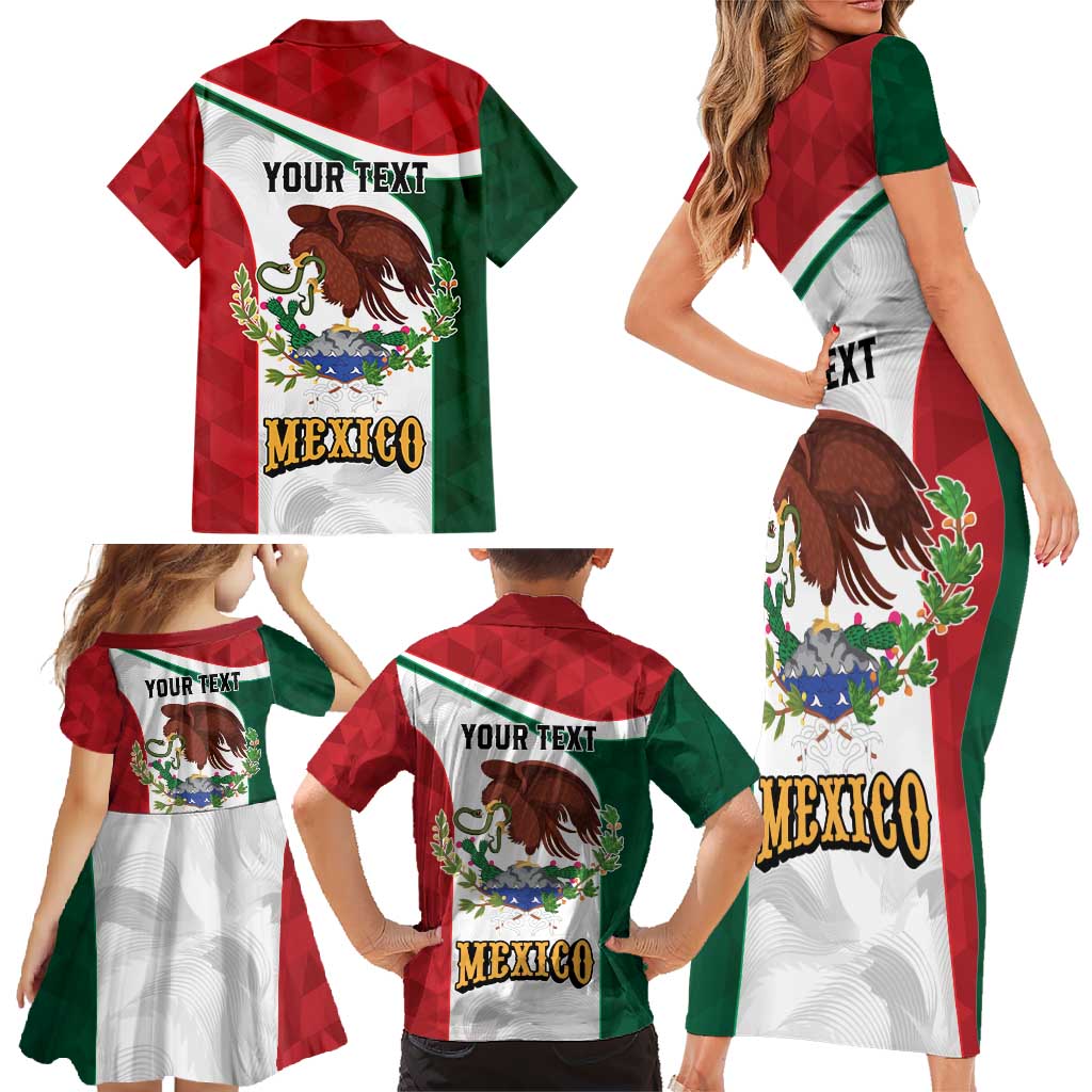 Eagle Devouring Snake Mexican Emblem Personalized Family Matching Short Sleeve Bodycon Dress and Hawaiian Shirt Sporty Style