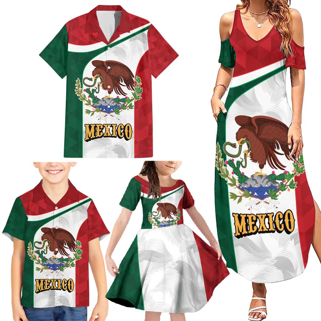 Eagle Devouring Snake Mexican Emblem Personalized Family Matching Summer Maxi Dress and Hawaiian Shirt Sporty Style