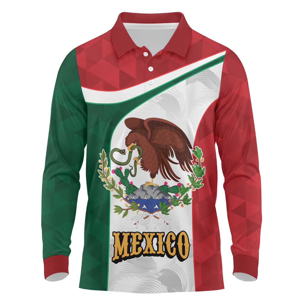 Eagle Devouring Snake Mexican Emblem Personalized Long Sleeve Polo Shirt Sporty Style