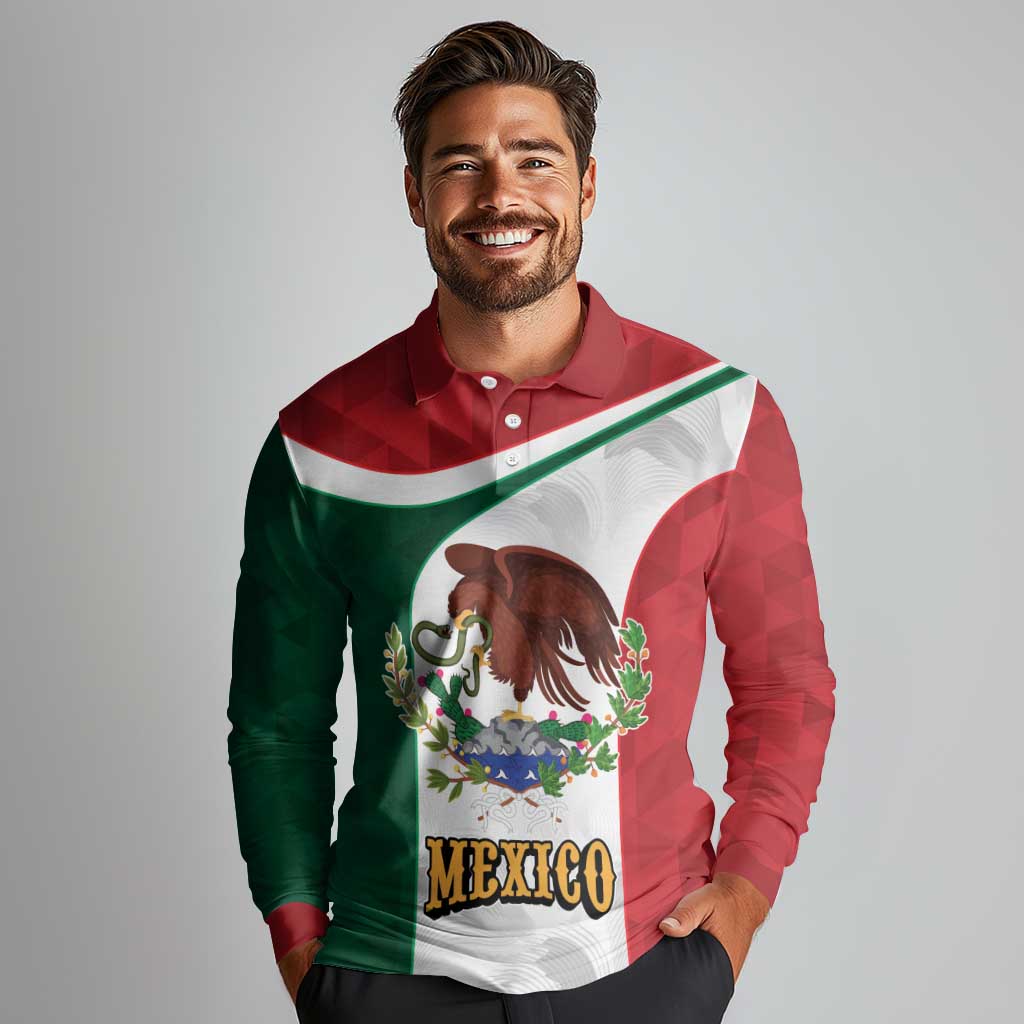 Eagle Devouring Snake Mexican Emblem Personalized Long Sleeve Polo Shirt Sporty Style