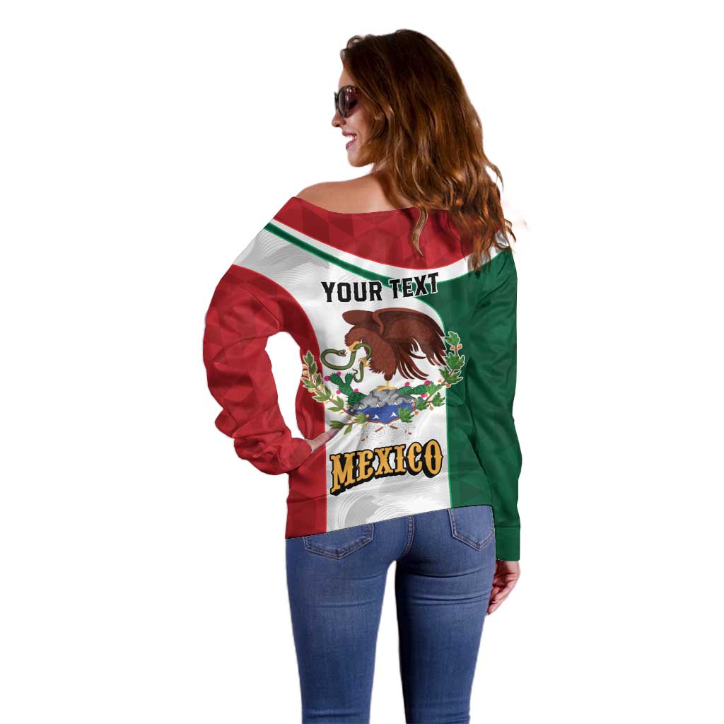 Eagle Devouring Snake Mexican Emblem Personalized Off Shoulder Sweater Sporty Style