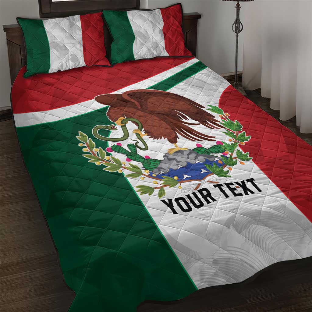 Eagle Devouring Snake Mexican Emblem Personalized Quilt Bed Set Sporty Style