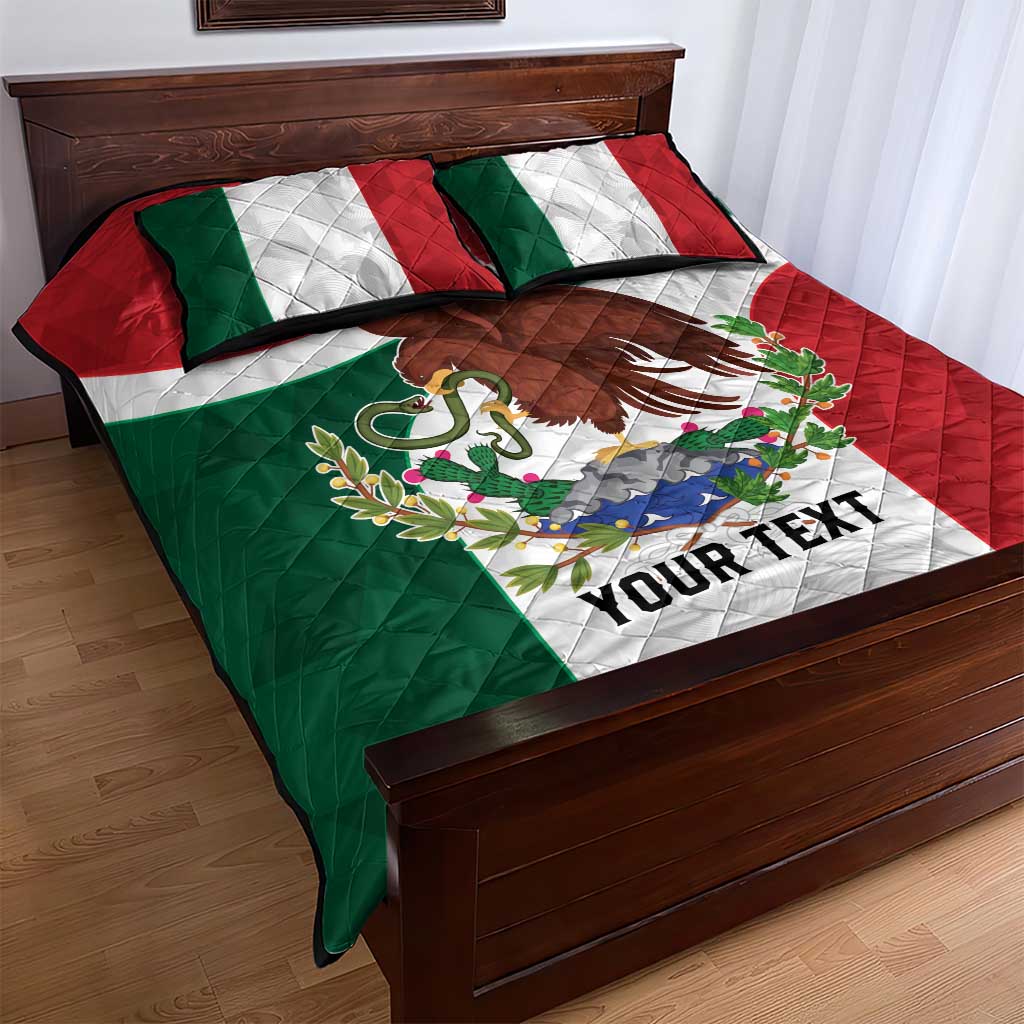 Eagle Devouring Snake Mexican Emblem Personalized Quilt Bed Set Sporty Style