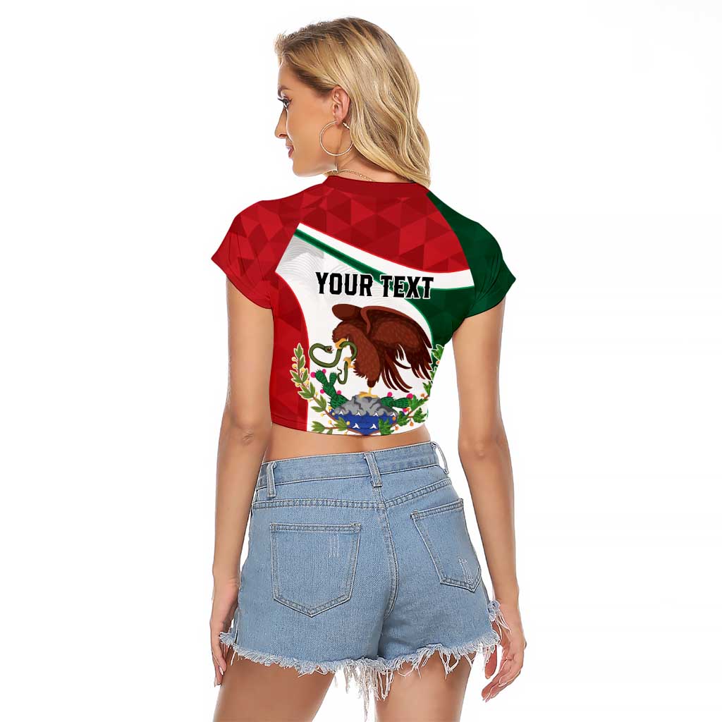 Eagle Devouring Snake Mexican Emblem Personalized Raglan Cropped T Shirt Sporty Style