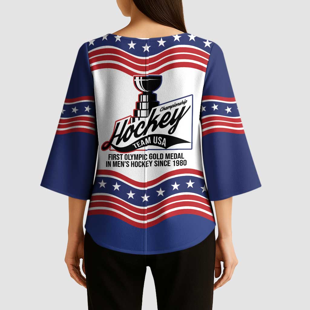 Celebrate United States Hockey's First Gold in 46 years Kimono Sleeve Blouse