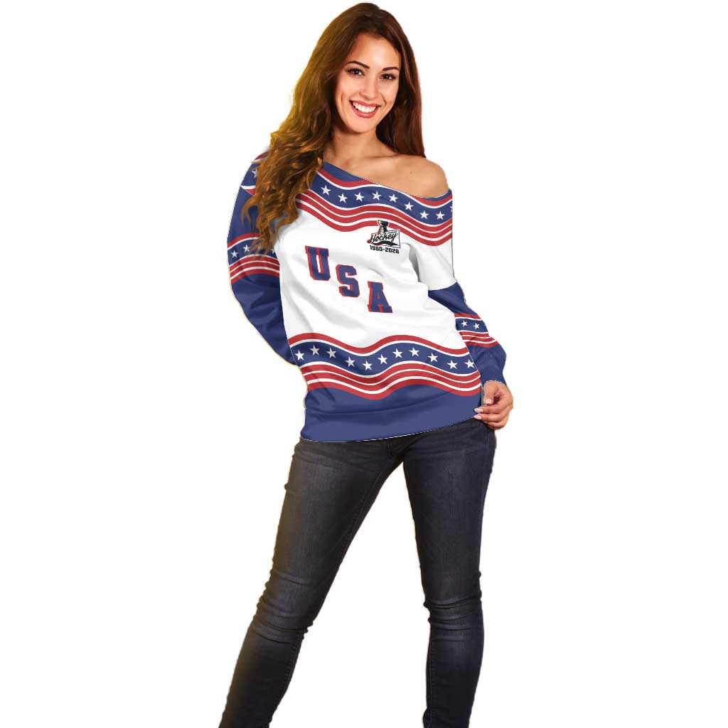 Celebrate United States Hockey's First Gold in 46 years Off Shoulder Sweater