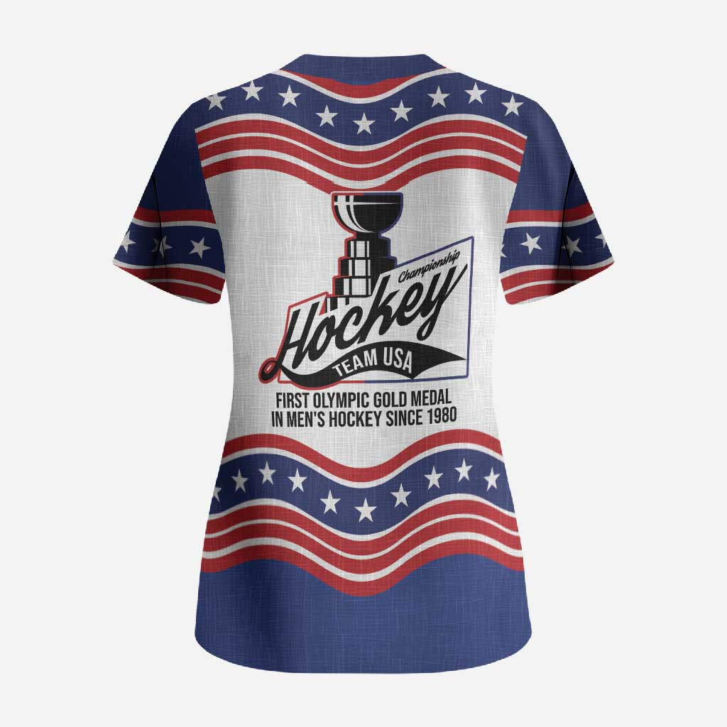 Celebrate United States Hockey's First Gold in 46 years Scrub Top