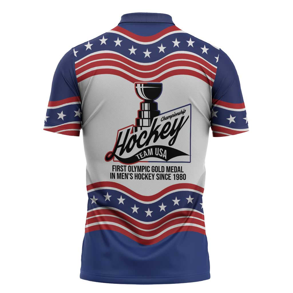 Celebrate United States Hockey's First Gold in 46 years Zipper Polo Shirt