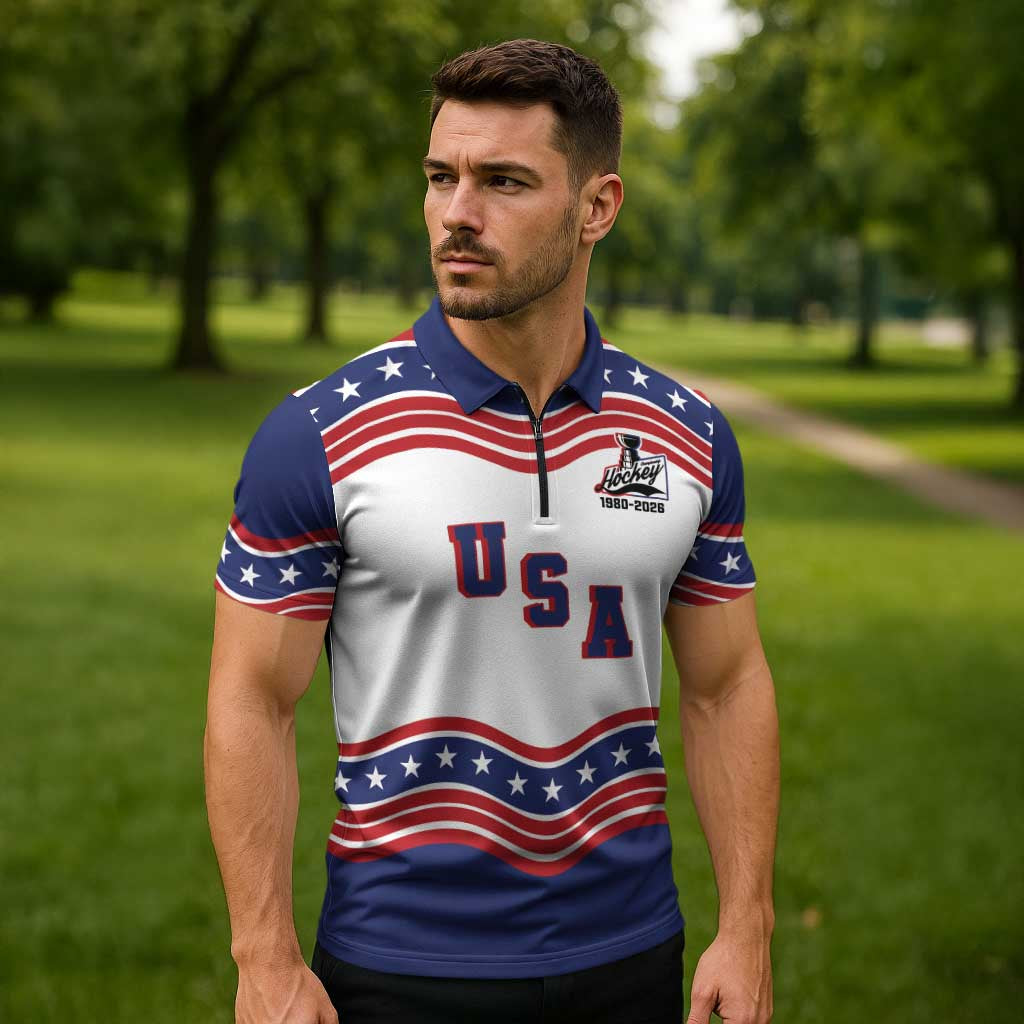 Celebrate United States Hockey's First Gold in 46 years Zipper Polo Shirt