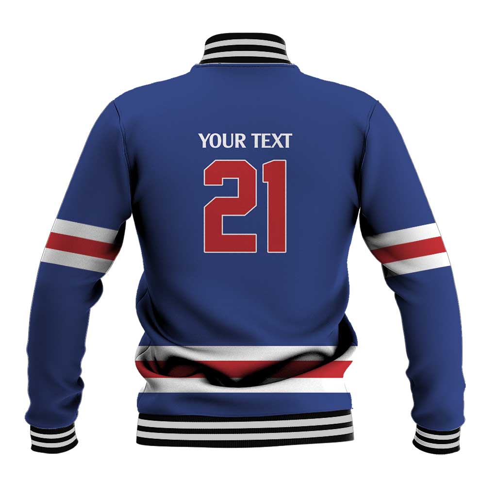 Custom United States Hockey 1980-2026 Gold Medal Baseball Jacket Embroidery Effect Blue Style
