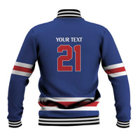 Custom United States Hockey 1980-2026 Gold Medal Baseball Jacket Embroidery Effect Blue Style