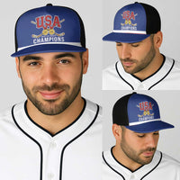 United States Hockey 1980-2026 Gold Medal Baseball Net Cap Embroidery Effect Blue Style