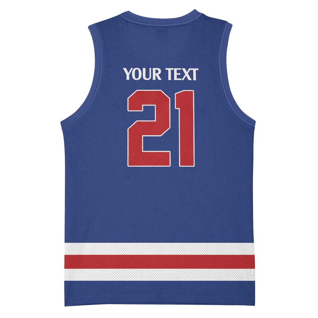 Custom United States Hockey 1980-2026 Gold Medal Basketball Jersey Embroidery Effect Blue Style