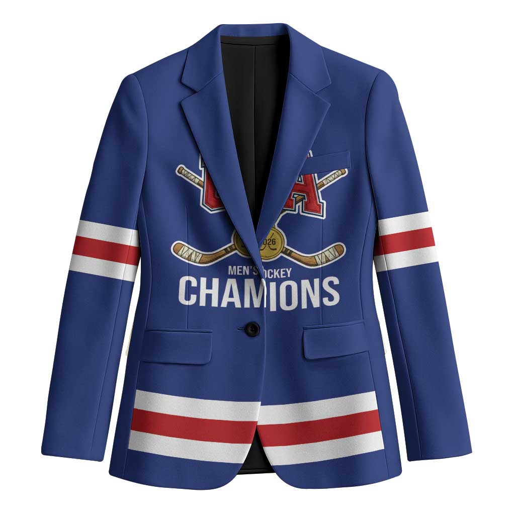 Custom United States Hockey 1980-2026 Gold Medal Blazer Embroidery Effect Blue Style