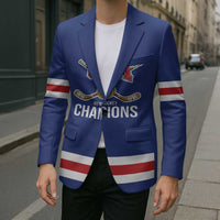 Custom United States Hockey 1980-2026 Gold Medal Blazer Embroidery Effect Blue Style