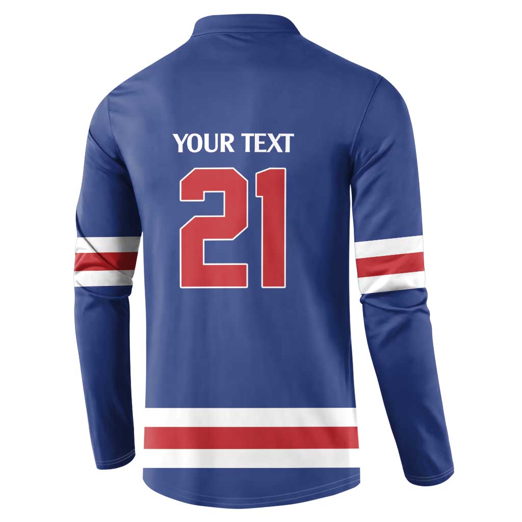 Custom United States Hockey 1980-2026 Gold Medal Button Sweatshirt Embroidery Effect Blue Style