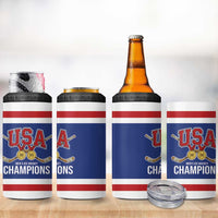 United States Hockey 1980-2026 Gold Medal 4 in 1 Can Cooler Tumbler Embroidery Effect Blue Style