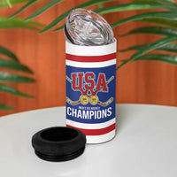 United States Hockey 1980-2026 Gold Medal 4 in 1 Can Cooler Tumbler Embroidery Effect Blue Style