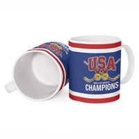United States Hockey 1980-2026 Gold Medal Ceramic Mug Embroidery Effect Blue Style