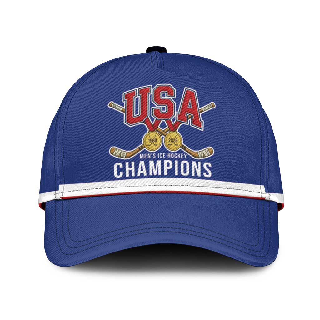 United States Hockey 1980-2026 Gold Medal Classic Cap Embroidery Effect Blue Style