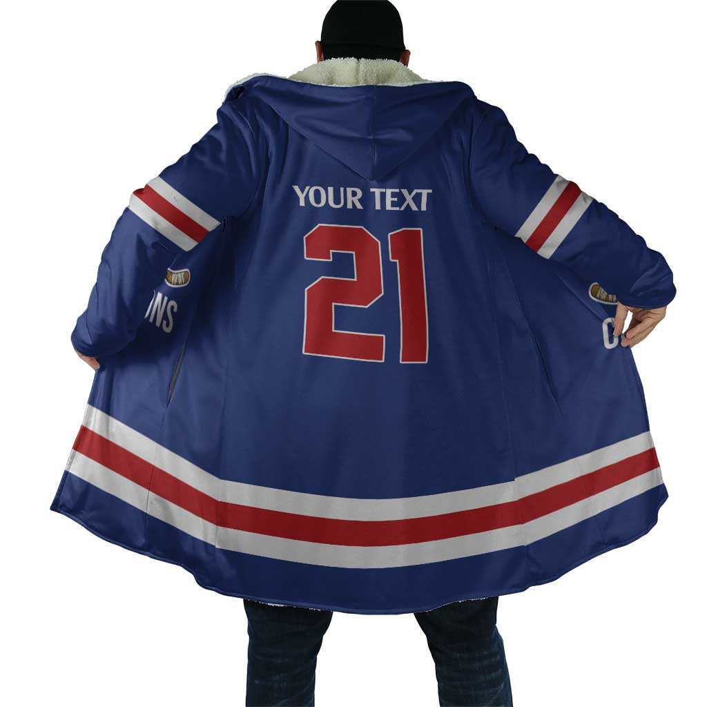 Custom United States Hockey 1980-2026 Gold Medal Cloak Embroidery Effect Blue Style