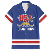 Custom United States Hockey 1980-2026 Gold Medal Hawaiian Shirt Embroidery Effect Blue Style