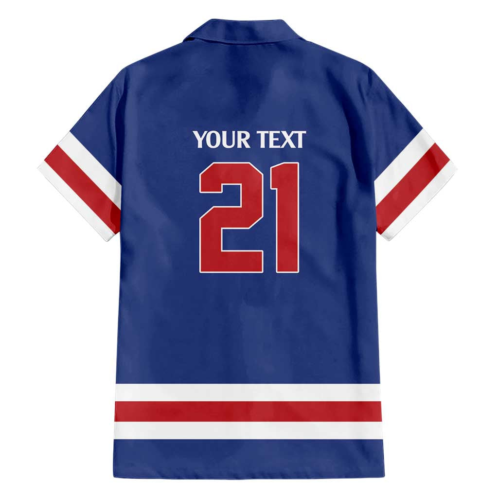 Custom United States Hockey 1980-2026 Gold Medal Hawaiian Shirt Embroidery Effect Blue Style