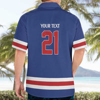 Custom United States Hockey 1980-2026 Gold Medal Hawaiian Shirt Embroidery Effect Blue Style