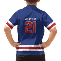 Custom United States Hockey 1980-2026 Gold Medal Hawaiian Shirt Embroidery Effect Blue Style