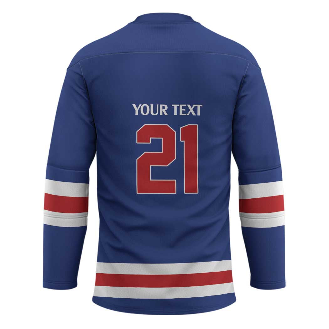 Custom United States Hockey 1980-2026 Gold Medal Hockey Jersey Embroidery Effect Blue Style