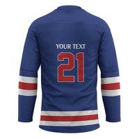 Custom United States Hockey 1980-2026 Gold Medal Hockey Jersey Embroidery Effect Blue Style