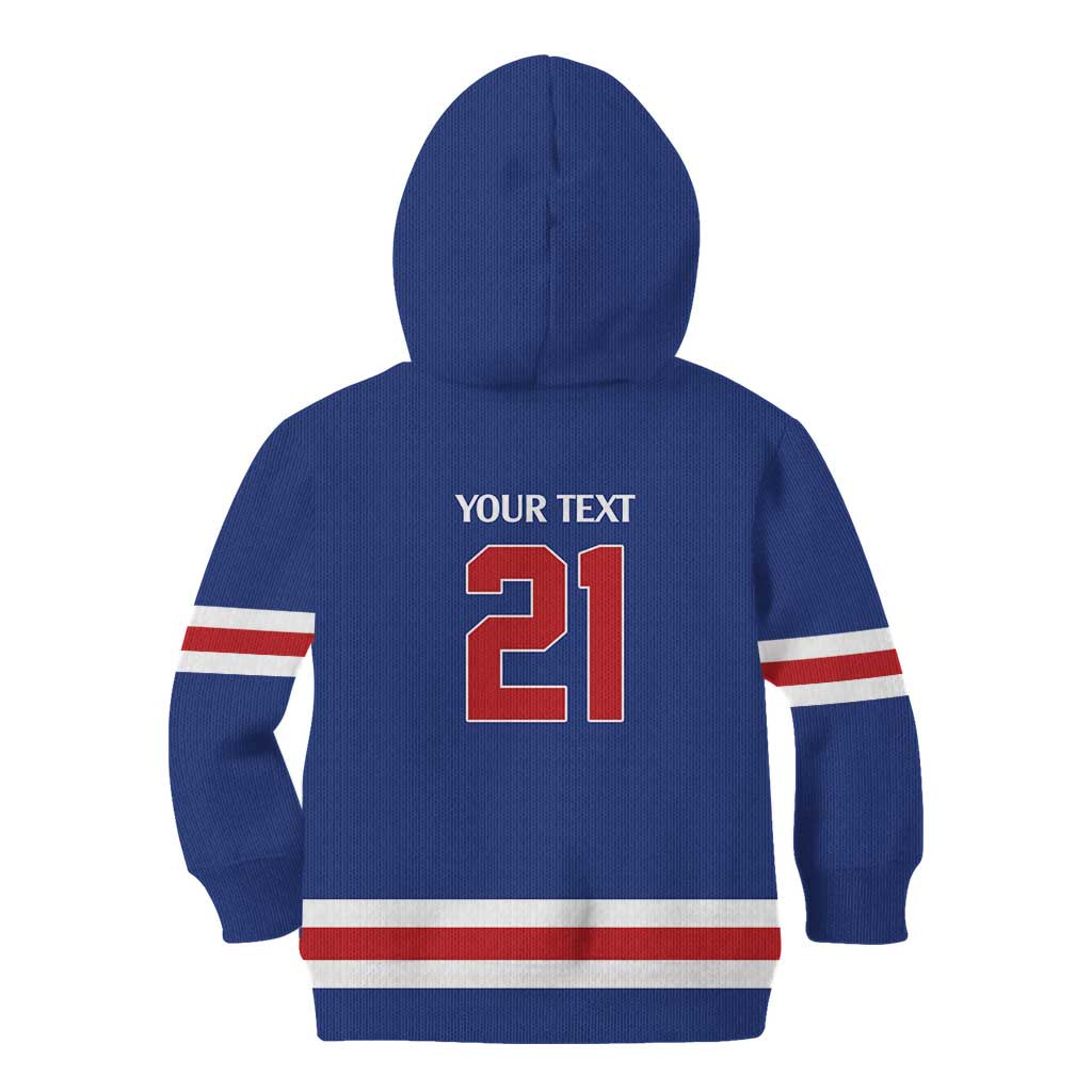 Custom United States Hockey 1980-2026 Gold Medal Kid Hoodie Embroidery Effect Blue Style
