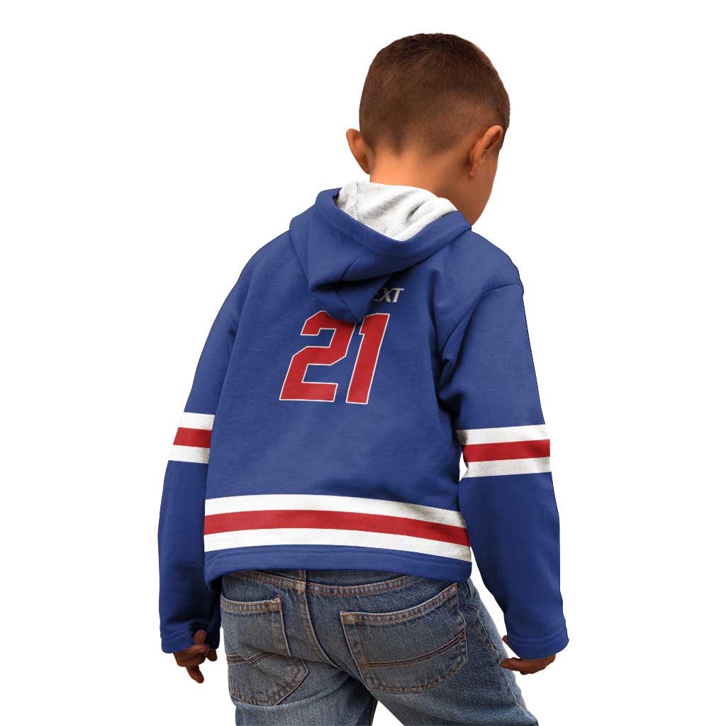 Custom United States Hockey 1980-2026 Gold Medal Kid Hoodie Embroidery Effect Blue Style